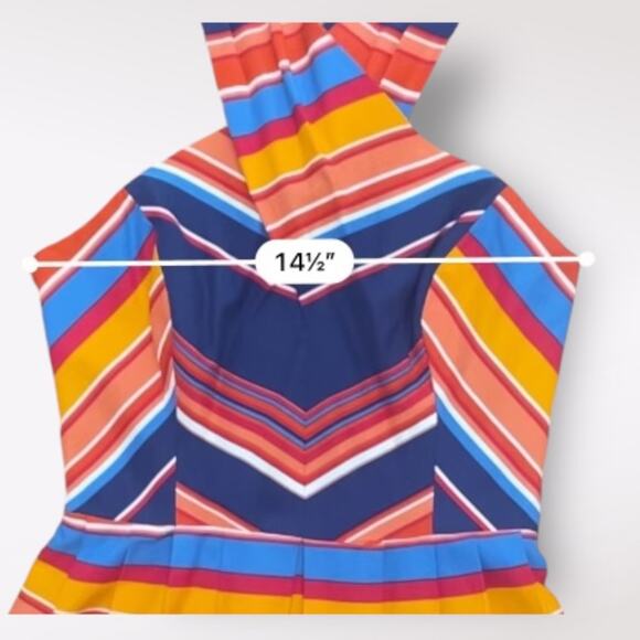 Shoshanna Striped Silk Blend Knee Length Dress Size 4 Multicolor Party Colorful - Picture 3 of 10